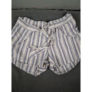 Patagonia Garden Island Wrap Shorts Womens M Blue White Stripes Hemp Blend EUC